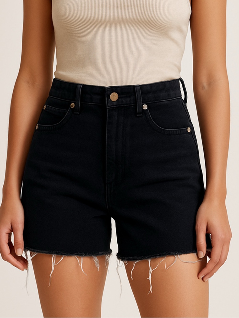 AMERICAN EAGLE High-Waist dark Denim Frayed Hem Women's Shorts size 6